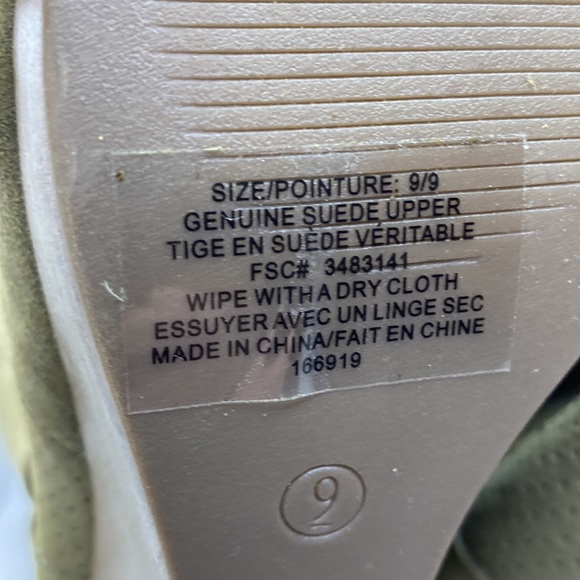 Cushion Walk Woman's Genuine Suede Perforated Heeled Boots Olive Green Size 9 - Picture 10 of 16